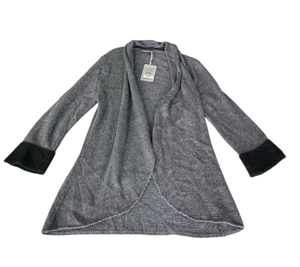 Wooden Ships Cuffed Blazer Cardigan Size M/L Gunmetal/Black 3/4 Sleeve